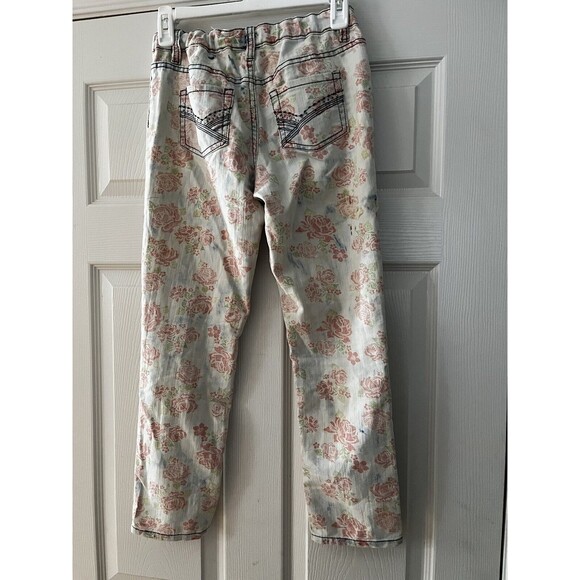 MUDD Light ANKLE Jeans Jeggings Antique Rose Pattern, Lt. Blue Size 14 - Picture 1 of 4